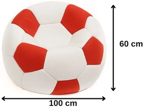 Sedací vak futbalová lopta bieločervená EMI