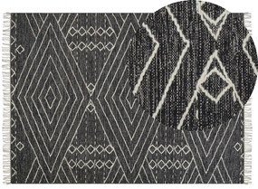 Bavlnený koberec 140 x 200 cm čierna/biela KHENIFRA Beliani
