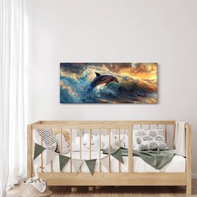 Obraz - Delfín, ilustrácie (120x50 cm)