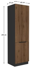Potravinová kuchynská skriňa Monzesa 60 DK 210 2F (orech okapi + čierna) . Vlastná spoľahlivá doprava až k Vám domov. 1096968