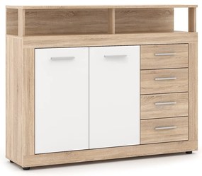 Komoda Luna 119 cm dub sonoma/bílá
