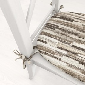 Biante Oblý podsedák Leona LN-176 Hnedo-béžové pásiky - 39x37x3 cm