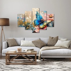 Obraz - Maľba kvetov a motýľov (150x105 cm)