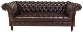 Pohovka trojmiestna Chesterfield Bath z pravej hovädzej kože Brown Brown