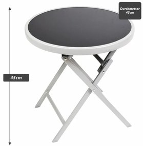 Záhradný bistro stolík, skladací, Ø 45 cm, čierna tónovaná