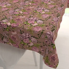 Biante Bavlnený obdĺžnikový obrus Sandra SA-554 Ruže a hortenzie na hnedom 100x160 cm