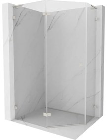 Mexen Lunar, L päťuholníkový sprchový kút naklápací doľava 100 x 80 cm, 8mm číre sklo, oceľový profil, 831L-100L-080P-97-00-L