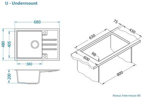 ALVEUS CZ INTERMEZZO 40/11 - bílá (680x480mm)jed. sifon