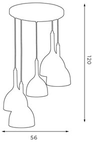 Luster na lanku NOAK 5xE27/15W/230V šedá