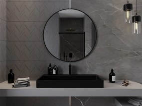 Mexen Loft, okrúhle kúpeľňové zrkadlo 95 cm, farba rámu čierna matná, 9850-095-095-000-70