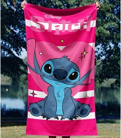 TipTrade Bavlnená froté osuška 70x140 cm - Lilo a Stitch "Láska hory prenáša"
