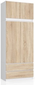 Šatníková skriňa s nadstavcom Star 90 cm biela/dub sonoma