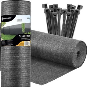 Tieniaca sieť 90 % – 1,5 × 50 m, svetlý antracit + 200 ks svoriek Springos SN0064
