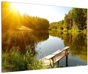 Obraz - Jazero pri lese (90x60 cm)