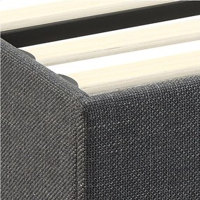 Tmavosivá čalúnená dvojlôžková posteľ s úložným priestorom s roštom 160x200 cm Calvi – Actona