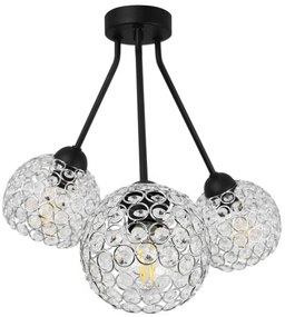 Stropné svietidlo Crystal Trio, 3x strieborné krištáľové tienidlo