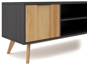 Čierny/prírodný TV stolík z borovicového dreva 140x53 cm Lavis – Marckeric
