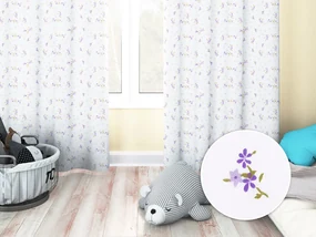 Biante Detský bavlnený záves Sandra SA-296 Drobné fialové kvety na bielom 150x210 cm