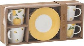 Kávová sada so 4 šálkami s podšálkami Casa Limone - Ø 13*7 cm / 200 ml