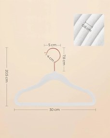 Set dětských ramínek na oblečení FOUS 50 ks bílá/růžová