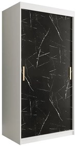 Skriňa Marmur T 100 biely/mramor čierna