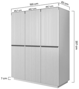 Skriňa Nicole 150 cm na sokli - biely mat / zlaté úchytky