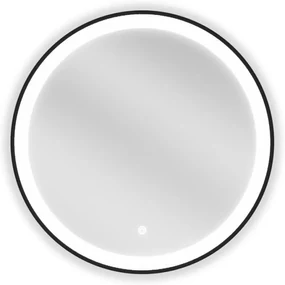 Mexen Esso, okrúhle LED podsvietené kúpeľňové zrkadlo 60 cm, 6000K, vykurovacia podložka proti zahmlievaniu, čierny rám, 9825-060-060-611-70