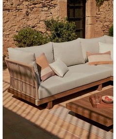 Záhradná lounge súprava z masívu akácie pre 5 v krémovo-prírodnej farbe Raco – Kave Home