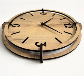 Drevené nástenné hodiny 30-50 cm – moderný dubový dizajn desing | SENTOP HDF0601-GOLD-OAK