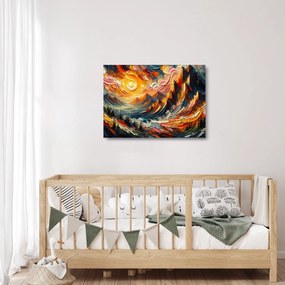 Sklenený obraz - Hory zalité slnkom (70x50 cm)