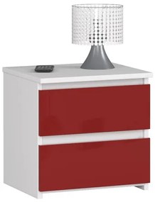 Nočný stolík CL2 - biela/červená lesk