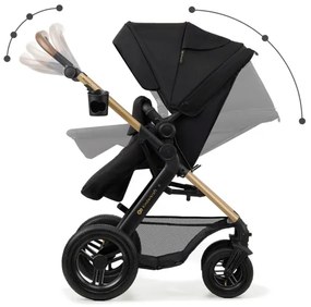 KINDERKRAFT-Kombinovaný kočík 3v1 MOOV 2 AIR Pure black + autosedačka MINK PRO