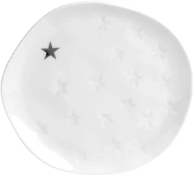 Biely porcelánový tanier HVIEZDY, malý