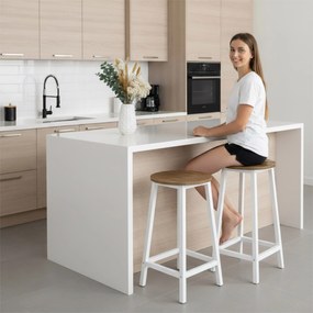 Barová židle Flint bílá/dub rustikální