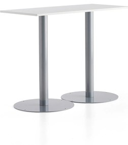 Barový stôl ALVA, 1400x700x1100 mm, strieborná, biela