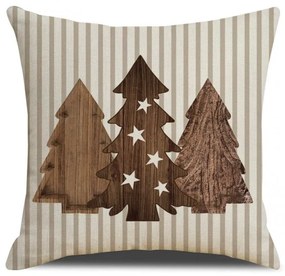 Vianočný povlak na vankúš WOODEN TREES 45x45 cm, béžový