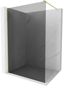 Mexen Kioto, sprchová zástena Walk-In 90 x 200 cm, 8mm šedé sklo, zlatý matný profil, 800-090-101-55-40