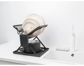 Tmavosivý kovový dvojposchodový odkvapkávač 37x33 cm – Brabantia