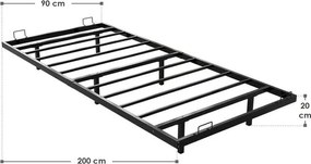 Dizajnová posteľ 90x200 čierna s LED podsvietením