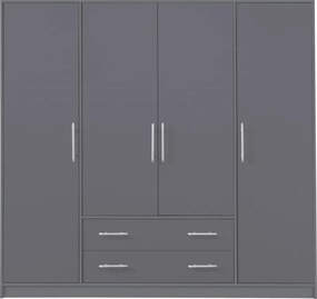 Šatník Smart 200 cm Antracit, Antracit/zrkadlo