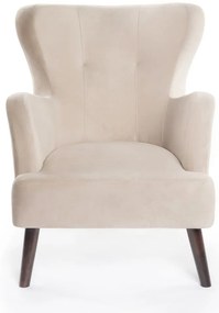 Béžové zamatové kreslo ušiak Noemye – Bonami Selection