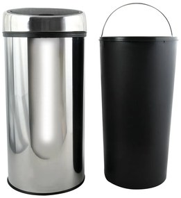 Dotykový oceľový odpadkový kôš v lesklo striebornej farbe 30 l – MSV