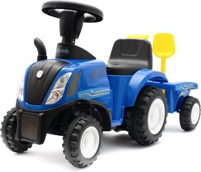 Detské odrážadlo traktor s vlečkou a náradim Baby Mix New Holland modrý