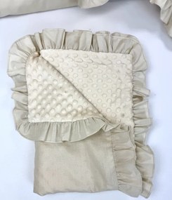 Set do kočíka béžový – deka a vankúšik, obojstranný 100% bavlna a hebká minky, pohodlie pre bábätko