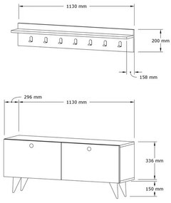 Nástenný vešiak s botníkom Rupa Oak
