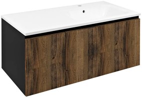 Sapho Sapho, LOREA skrinka 100x46x51,5cm (30+70cm), pravá, dub collingwood/čierna matná, LE070-1935-R-03