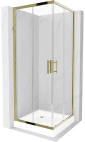 Mexen Rio štvorcová sprchová kabína 80 x 80 cm, transparentnéné, zlatá + závesný bidet Rio, biela- 860-080-080-50-00-4510