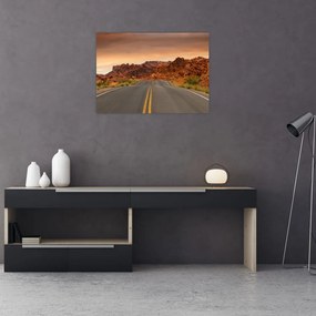 Sklenený obraz cesty a skál (70x50 cm)
