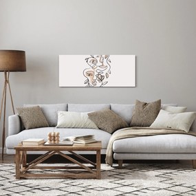 Obraz - Line art tváre (120x50 cm)