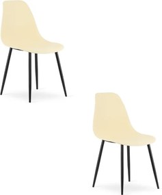 Set dvoch jedálenských stoličiek WAT krémový - čierne nohy (2 ks)
